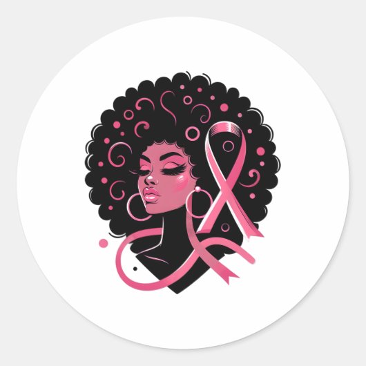 Breast Cancer Black African American Women Support Ronde Sticker (Voorkant)