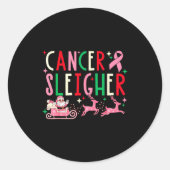 Breast Cancer Christmas Nk Ribbon Santa Sleigh Rei Ronde Sticker (Voorkant)