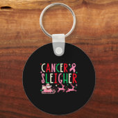 Breast Cancer Christmas Nk Ribbon Santa Sleigh Rei Sleutelhanger (Voorkant)