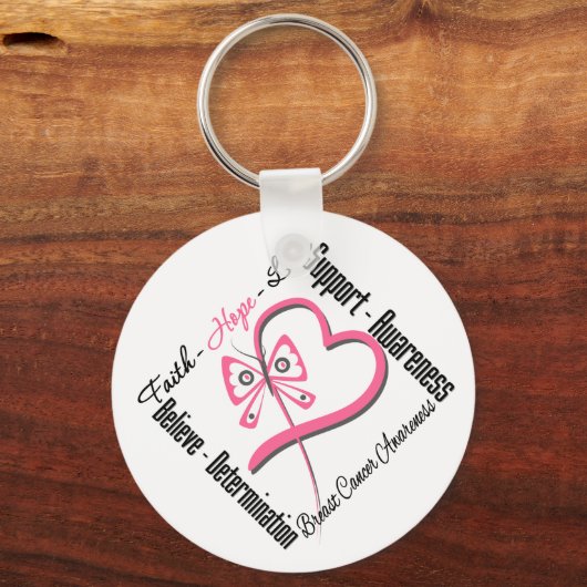Breast Cancer Faith Hope Love Sleutelhanger (Voorkant)