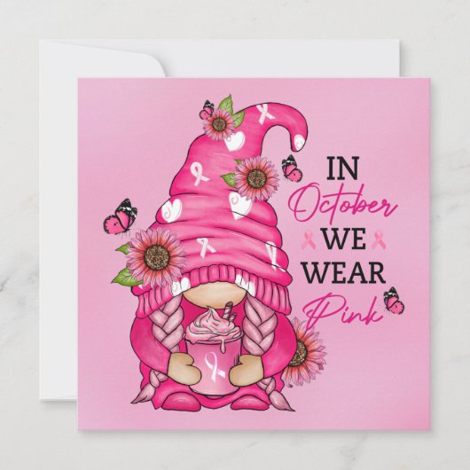 Breast Cancer Gnome Wenskaart Notitiekaartje (Voorkant)