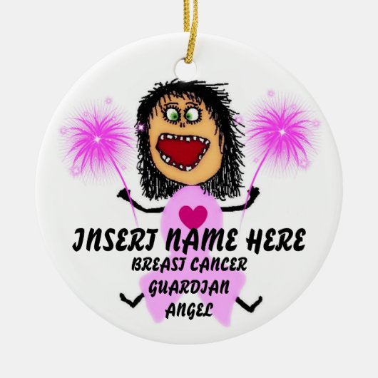 Breast Cancer Guardian Angel Keramisch Ornament (Voorkant)