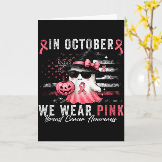 Breast Cancer Halloween In October We Wear Nk Us F Kaart (Gele Bloem)