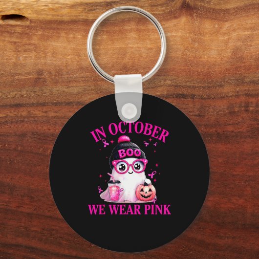 Breast Cancer Halloween Women In October We Wear N Sleutelhanger (Voorkant)