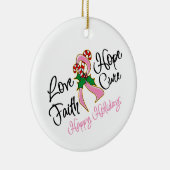 Breast Cancer Hope Prettige feestdagen Keramisch Ornament (Rechts)