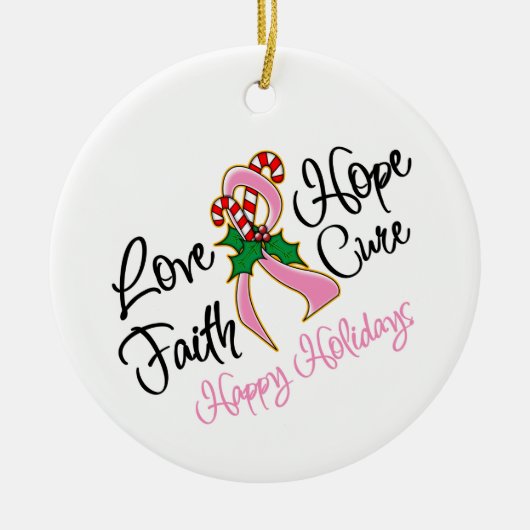 Breast Cancer Hope Prettige feestdagen Keramisch Ornament (Voorkant)
