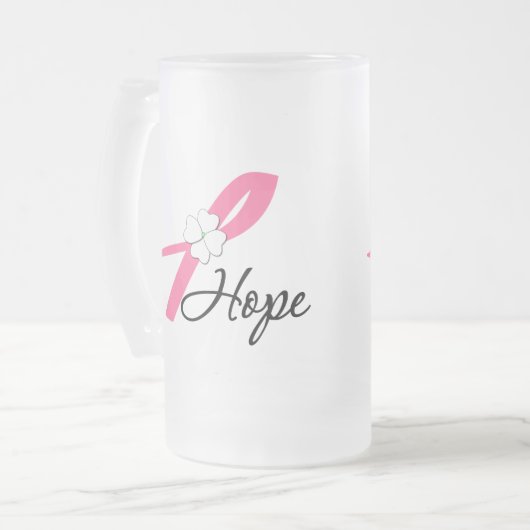 Breast Cancer Hope Ribbon Matglas Bierpul (Voorkant links)