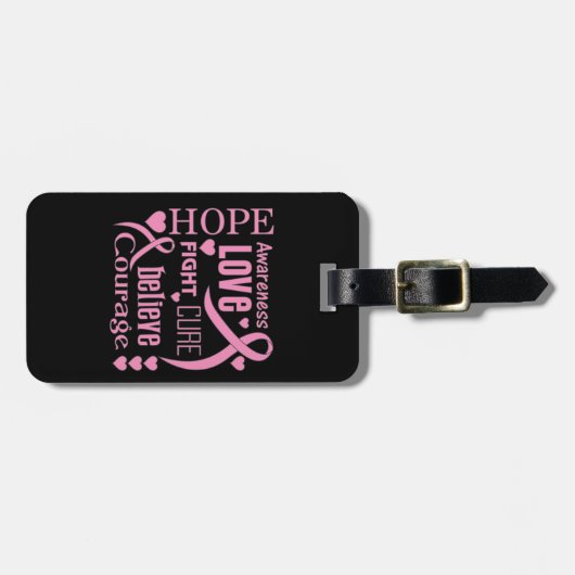 Breast Cancer Hope Words Collage Bagagelabel (Voorkant horizontaal)