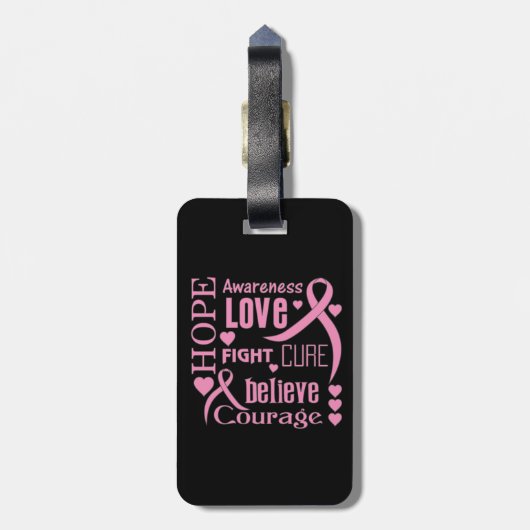 Breast Cancer Hope Words Collage Bagagelabel (Achterkant verticaal)