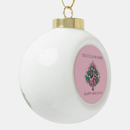 Breast Cancer Peace Love Hope Keramische Bal Ornament (Links)