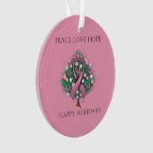 Breast Cancer Peace Love Hope Ornament (voorkant)