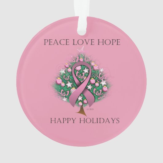 Breast Cancer Peace Love Hope Ornament (achterkant)