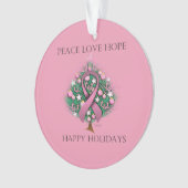 Breast Cancer Peace Love Hope Ornament (voorkant)