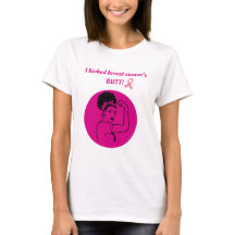 Breast Cancer Pink Kick Butt Woman T-Shirt