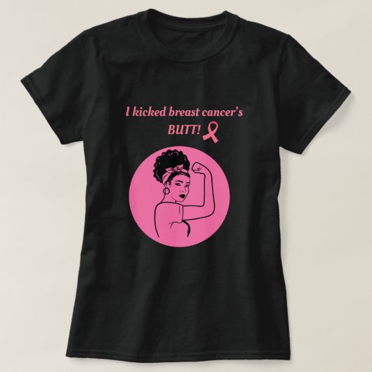 Breast Cancer Pink Kick Butt Woman T-Shirt (Design voorkant)