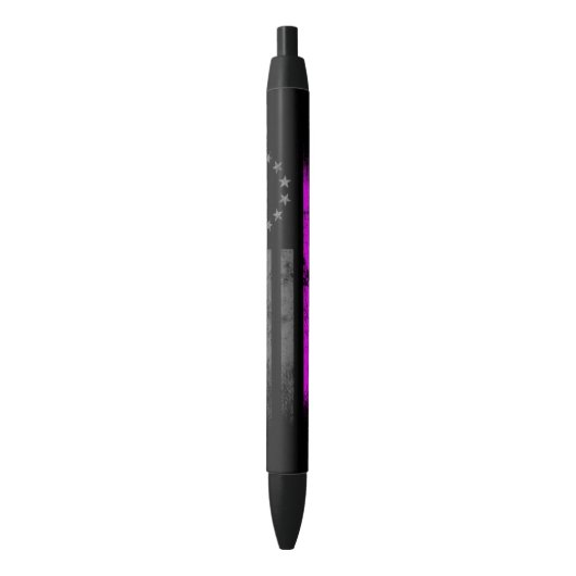 BREAST CANCER Pink Line  Betsy Ross Flag Zwarte Inkt Pen (Voorkant Verticaal)