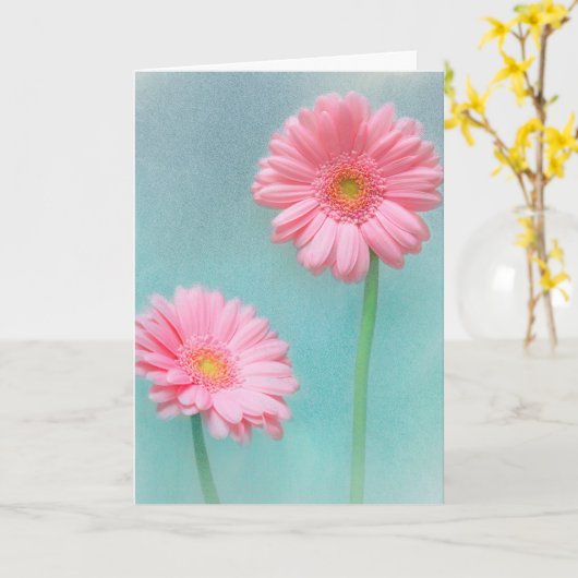 Breast Cancer roze Daisy Support Kaart (Gele Bloem)