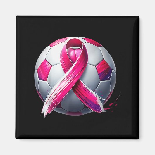 Breast Cancer Soccer Ball Nk Ribbon Kick For A  Magneet (Voorkant)