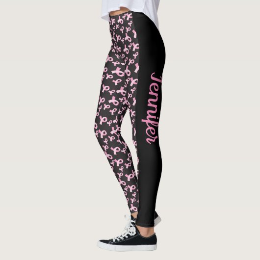 Breast Cancer Support Ribbon Leggings JOUW NAAM (Links)