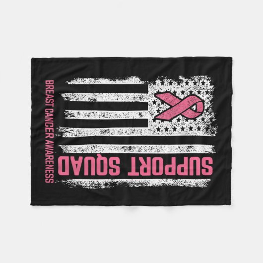 Breast Cancer Support Squad Breast Cancer Awarenes Fleece Deken (Voorkant (Horizontaal))
