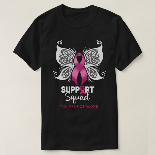 Breast cancer Support Squad  pink ribbon with butt T-shirt (Design voorkant)