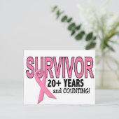 BREAST CANCER SURVIVOR 20+ jaar & tellen Briefkaart (Staand voorkant)