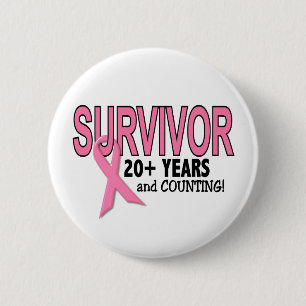 BREAST CANCER SURVIVOR 20+ jaar & tellen Ronde Button 5,7 Cm