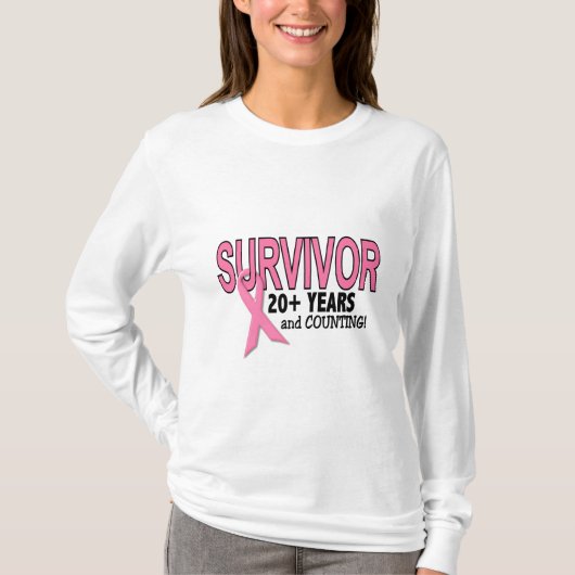 BREAST CANCER SURVIVOR 20+ jaar & tellen T-shirt (Voorkant)