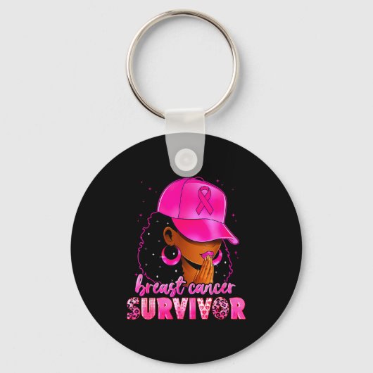 Breast Cancer Survivor Black Women Afro African Ch Sleutelhanger (Voorkant)