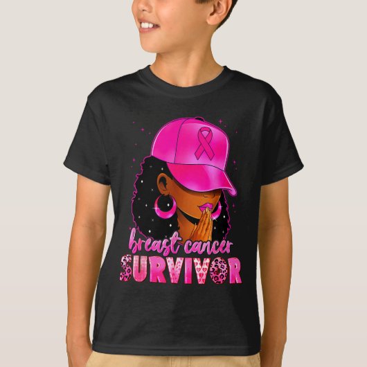 Breast Cancer Survivor Black Women Afro African Ch T-shirt (Voorkant)