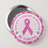 Breast Cancer Survivor – Pink Ribbon Heart Border Ronde Button 4,0 Cm (Voorkant /achterkant)