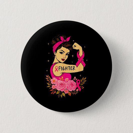 Breast Cancer Survivor Rosie Riveter Nk Awareness  Ronde Button 5,7 Cm (Voorkant)