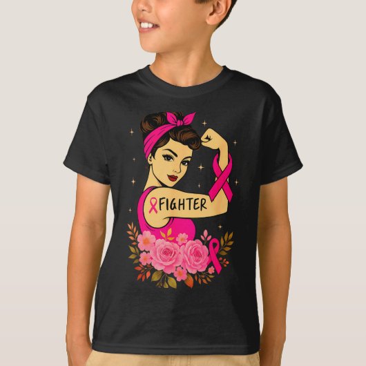 Breast Cancer Survivor Rosie Riveter Nk Awareness  T-shirt (Voorkant)
