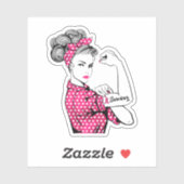 Breast Cancer Survivor Rosie Riveter Pink Sticker (Vel)