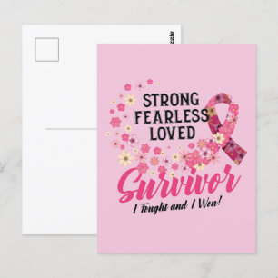 Breast Cancer Survivor Strong Fearless Loved Briefkaart