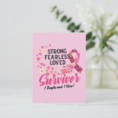 Breast Cancer Survivor Strong Fearless Loved Briefkaart (Staand voorkant)