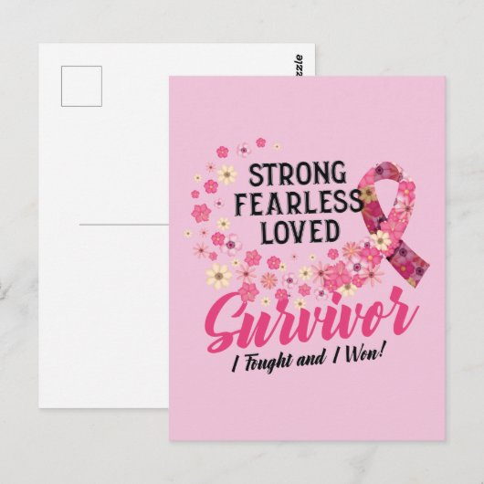 Breast Cancer Survivor Strong Fearless Loved Briefkaart (Voorkant / Achterkant)