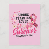 Breast Cancer Survivor Strong Fearless Loved Briefkaart (Voorkant)