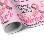 Breast Cancer Survivor Strong Fearless Loved Cadeaupapier (Rol Hoek)