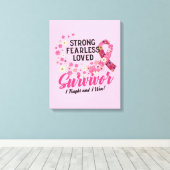 Breast Cancer Survivor Strong Fearless Loved Canvas Afdruk (Insitu (Houten vloer))