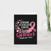 Breast Cancer Survivor Strong Fearless Loved Flowe Kaart (Voorkant)
