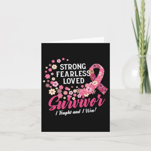 Breast Cancer Survivor Strong Fearless Loved Flowe Kaart (Voorkant)
