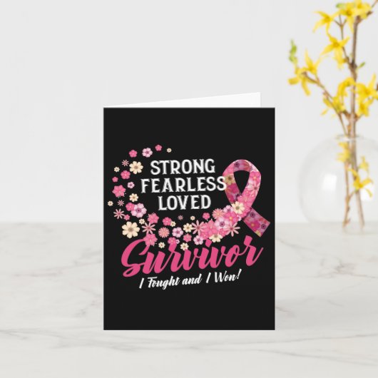Breast Cancer Survivor Strong Fearless Loved Flowe Kaart (Gele Bloem)