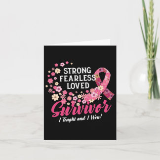 Breast Cancer Survivor Strong Fearless Loved Flowe Kaart