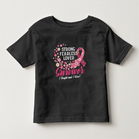 Breast Cancer Survivor Strong Fearless Loved Flowe Kinder Shirts (Voorkant)