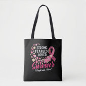 Breast Cancer Survivor Strong Fearless Loved Flowe Tote Bag (Voorkant)