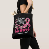 Breast Cancer Survivor Strong Fearless Loved Flowe Tote Bag (Dichtbij)
