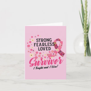 Breast Cancer Survivor Strong Fearless Loved Kaart