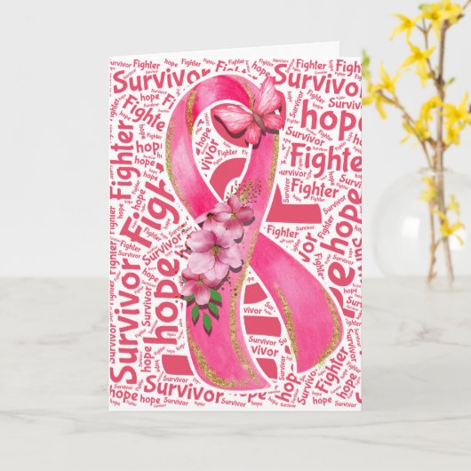 Breast Cancer Survivor Support Awareness Kaart (Gele Bloem)