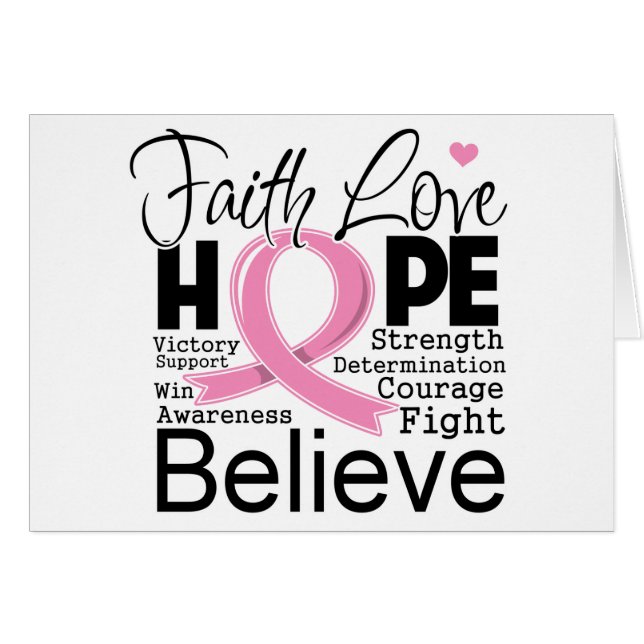 Breast Cancer Typographic Faith Love Hope (Voorkant Horizontaal)